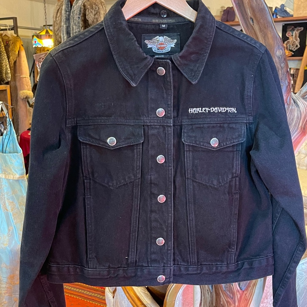 Harley Davidson Jean Jacket Kids Button Down Denim Jacket Size 6/7